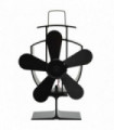 Heat Powered Stove Fan 5 Blades Black