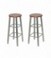 Bar Stools 2 pcs Metal with MDF Seat