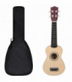 Soprano Ukulele Set with Bag for Kids Light Wood 21"