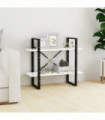 2-Tier Book Cabinet White 80x30x70 cm Engineered Wood