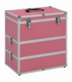 vidaXL Make-up Case 37x24x40 cm Pink Aluminium