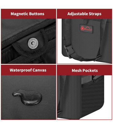 Car Rubbish Bin with Lid Waterproof Leakproof Interior- Large / Black