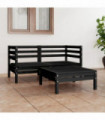 3 Piece Garden Lounge Set Black Solid Pinewood