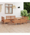 8 Piece Garden Lounge Set Honey Brown Solid Pinewood