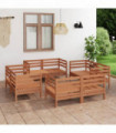 8 Piece Garden Lounge Set Honey Brown Solid Pinewood