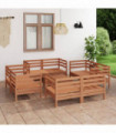 9 Piece Garden Lounge Set Honey Brown Solid Pinewood