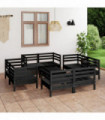 9 Piece Garden Lounge Set Black Solid Pinewood