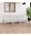 3 Piece Garden Lounge Set White Solid Pinewood