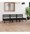 3 Piece Garden Lounge Set Black Solid Pinewood