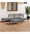 5 Piece Garden Lounge Set Solid Pinewood Grey