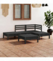 5 Piece Garden Lounge Set Solid Pinewood Black