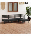 4 Piece Garden Lounge Set Solid Pinewood Black