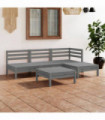 5 Piece Garden Lounge Set Solid Pinewood Grey