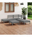 6 Piece Garden Lounge Set Solid Pinewood Grey