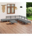 8 Piece Garden Lounge Set Solid Pinewood Grey