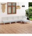 5 Piece Garden Lounge Set Solid Pinewood White