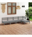 5 Piece Garden Lounge Set Solid Pinewood Grey