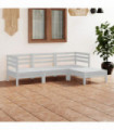 4 Piece Garden Lounge Set Solid Pinewood White