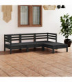 4 Piece Garden Lounge Set Solid Pinewood Black