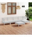 6 Piece Garden Lounge Set Solid Pinewood White