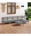 6 Piece Garden Lounge Set Solid Pinewood Grey