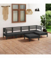 6 Piece Garden Lounge Set Solid Pinewood Black