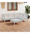 5 Piece Garden Lounge Set Solid Pinewood White