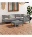 5 Piece Garden Lounge Set Solid Pinewood Grey