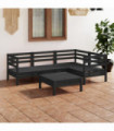 5 Piece Garden Lounge Set Solid Pinewood Black