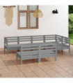 7 Piece Garden Lounge Set Solid Pinewood Grey