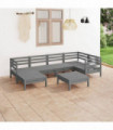 7 Piece Garden Lounge Set Solid Pinewood Grey