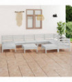 10 Piece Garden Lounge Set Solid Pinewood White