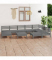 10 Piece Garden Lounge Set Solid Pinewood Grey