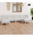 6 Piece Garden Lounge Set White Solid Pinewood