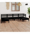 6 Piece Garden Lounge Set Black Solid Pinewood