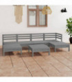 7 Piece Garden Lounge Set Grey Solid Pinewood