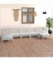 7 Piece Garden Lounge Set White Solid Pinewood