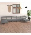 7 Piece Garden Lounge Set Grey Solid Pinewood