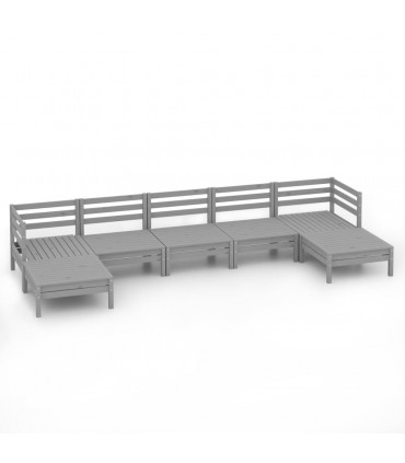 7 Piece Garden Lounge Set Grey Solid Pinewood