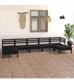 7 Piece Garden Lounge Set Black Solid Pinewood