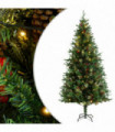 Christmas Tree with LEDs&Pine Cones Green 225 cm PVC&PE