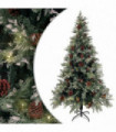 Christmas Tree with LEDs&Pine Cones Green&White 195 cm PVC&PE