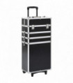 vidaXL Make-up Trolley Aluminium Black with Crocodile Pattern