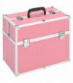 vidaXL Make-up Case 38x23x34 cm Pink Aluminium