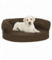 Ergonomic Dog Bed Mattress 60x42 cm Linen Look Brown