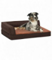 Ergonomic Dog Bed Mattress 60x42 cm Linen Look Fleece Brown