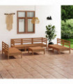 8 Piece Garden Lounge Set Honey Brown Solid Pinewood