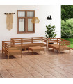 8 Piece Garden Lounge Set Honey Brown Solid Pinewood