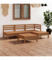 5 Piece Garden Lounge Set Solid Pinewood Honey Brown