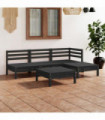 5 Piece Garden Lounge Set Solid Pinewood Black